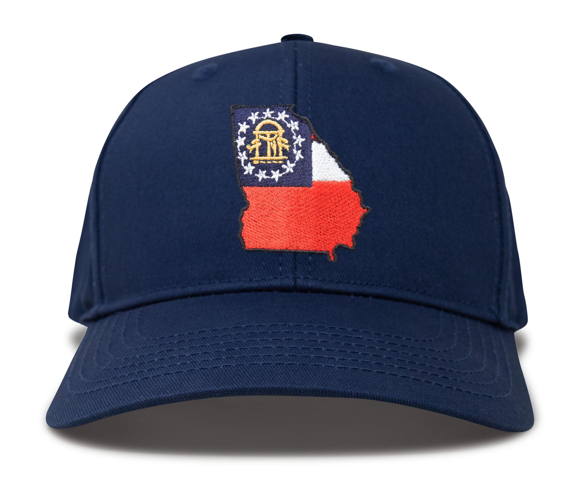 International Tie Stateline Flag Hat for Men and Women - Snapback Trucker Baseball Cap (Georgia, All Navy) - International Tie