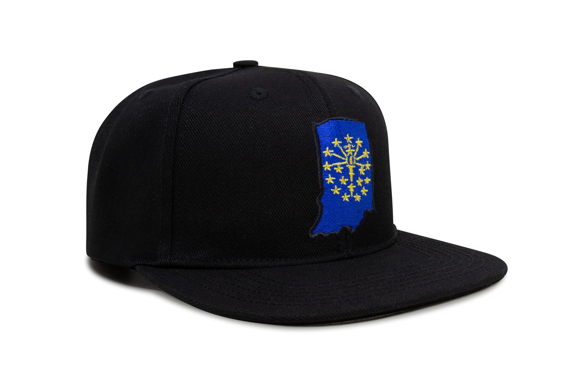 International Tie Stateline Flag Hat for Men and Women - Snapback Trucker Baseball Cap (Indiana, Black Flatbill) - International Tie