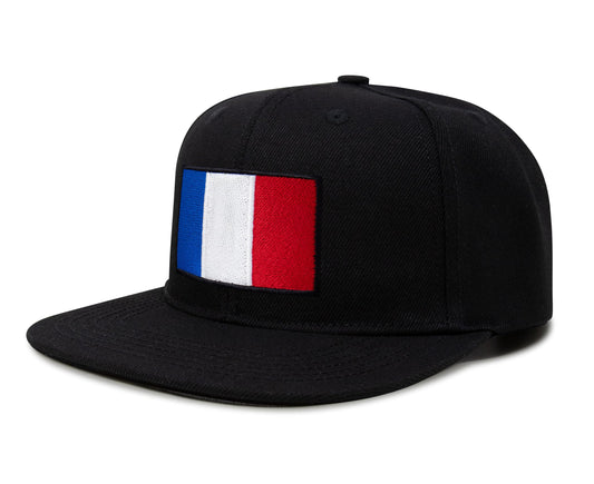 International Tie French Flag Hat for Men and Women - France Snapback Trucker Baseball Cap (Black Flatbill)