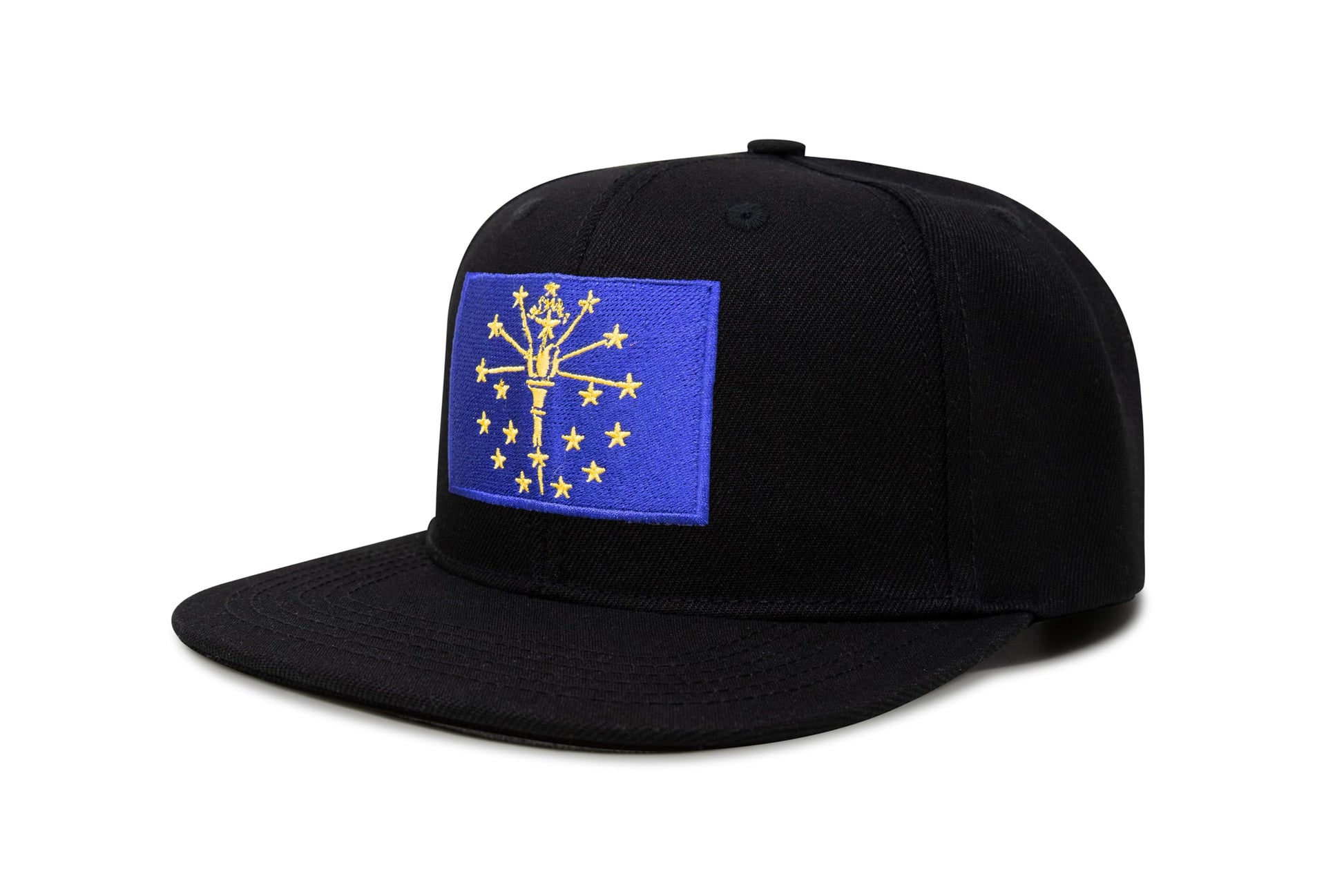 International Tie State Hat for Men and Women, Adjustable Snapback Trucker Baseball Cap with Embroidered Patch (Indiana, Black Flatbill) - International Tie