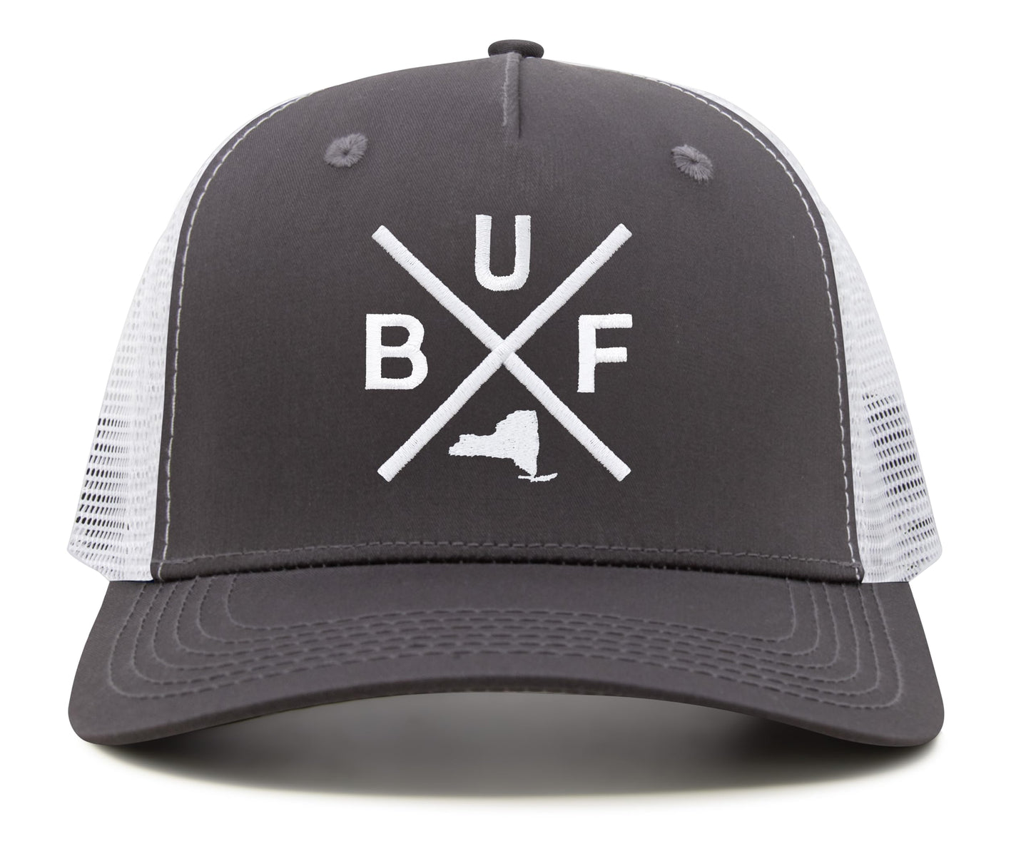 International Tie Texas Hat for Men and Women, BUF Snapback Trucker Baseball Cap, Embroidered Cross Logo (Grey White)