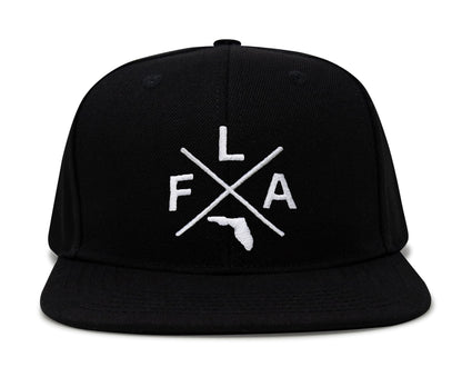 International Tie Premium Florida FLA Hat for Men and Women – Snapback Trucker Baseball Cap (Black Flatbill)