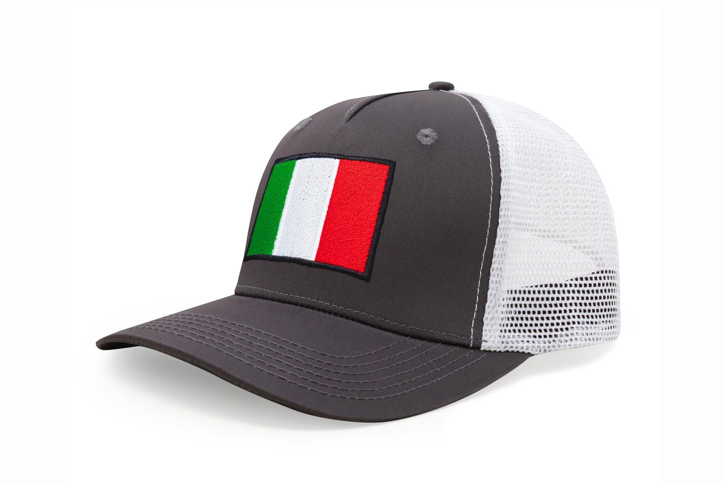 International Tie Country Hat for Men and Women, Adjustable Snapback Trucker Baseball Cap with Embroidered Patch (Italy, Grey White)