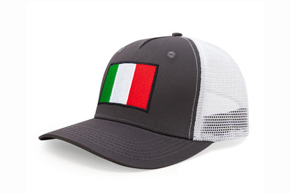 International Tie Country Hat for Men and Women, Adjustable Snapback Trucker Baseball Cap with Embroidered Patch (Italy, Grey White)