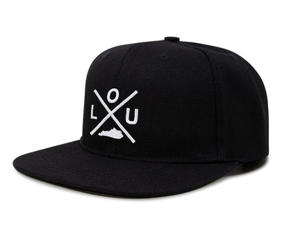 International Tie LOU (Louisville) - Hat for Men and Women - Snapback Trucker Baseball Cap (Black Flatbill)