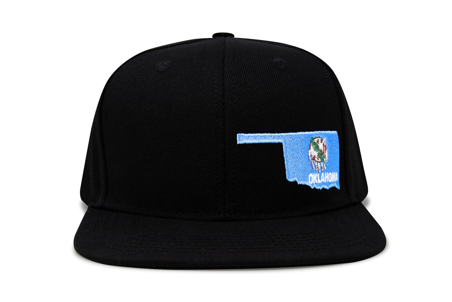 International Tie Stateline Flag Hat for Men and Women - Snapback Trucker Baseball Cap (Oklahoma, Black Flatbill) - International Tie