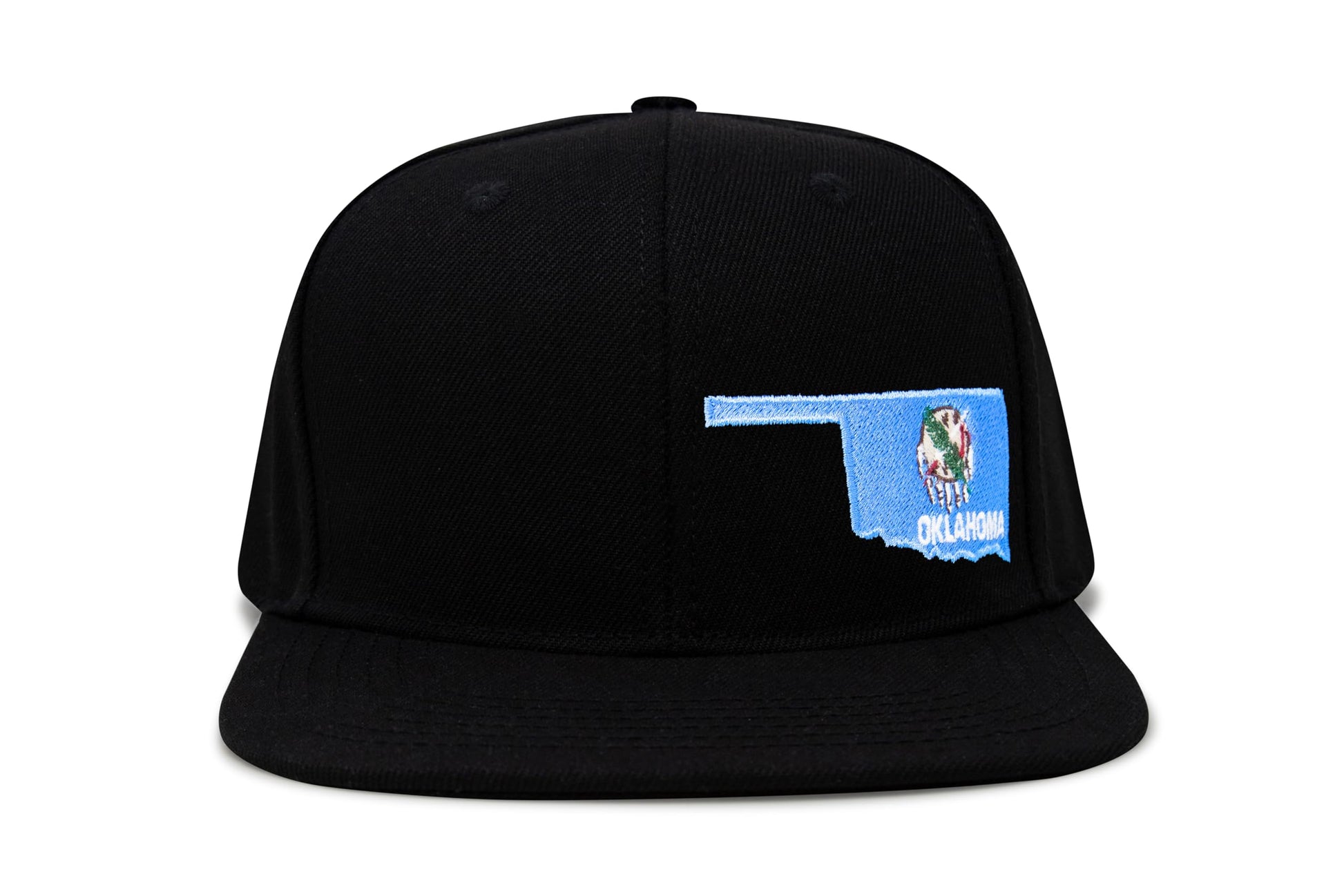 International Tie Stateline Flag Hat for Men and Women - Snapback Trucker Baseball Cap (Oklahoma, Black Flatbill) - International Tie