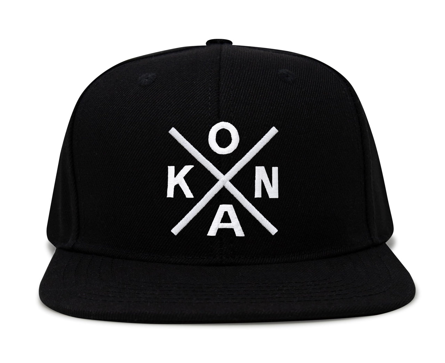 International Tie Kailua-Kona KONA Hat for Men and Women - Snapback Trucker Baseball Cap (Black Flatbill)