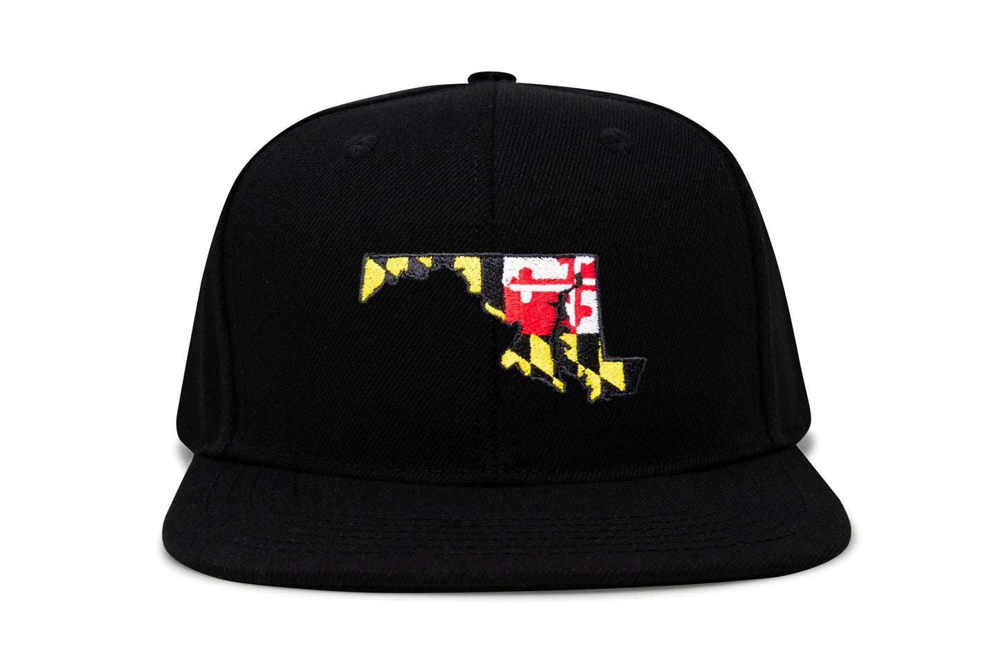 International Tie Stateline Flag Hat for Men and Women - Snapback Trucker Baseball Cap (Maryland, Black Flatbill) - International Tie