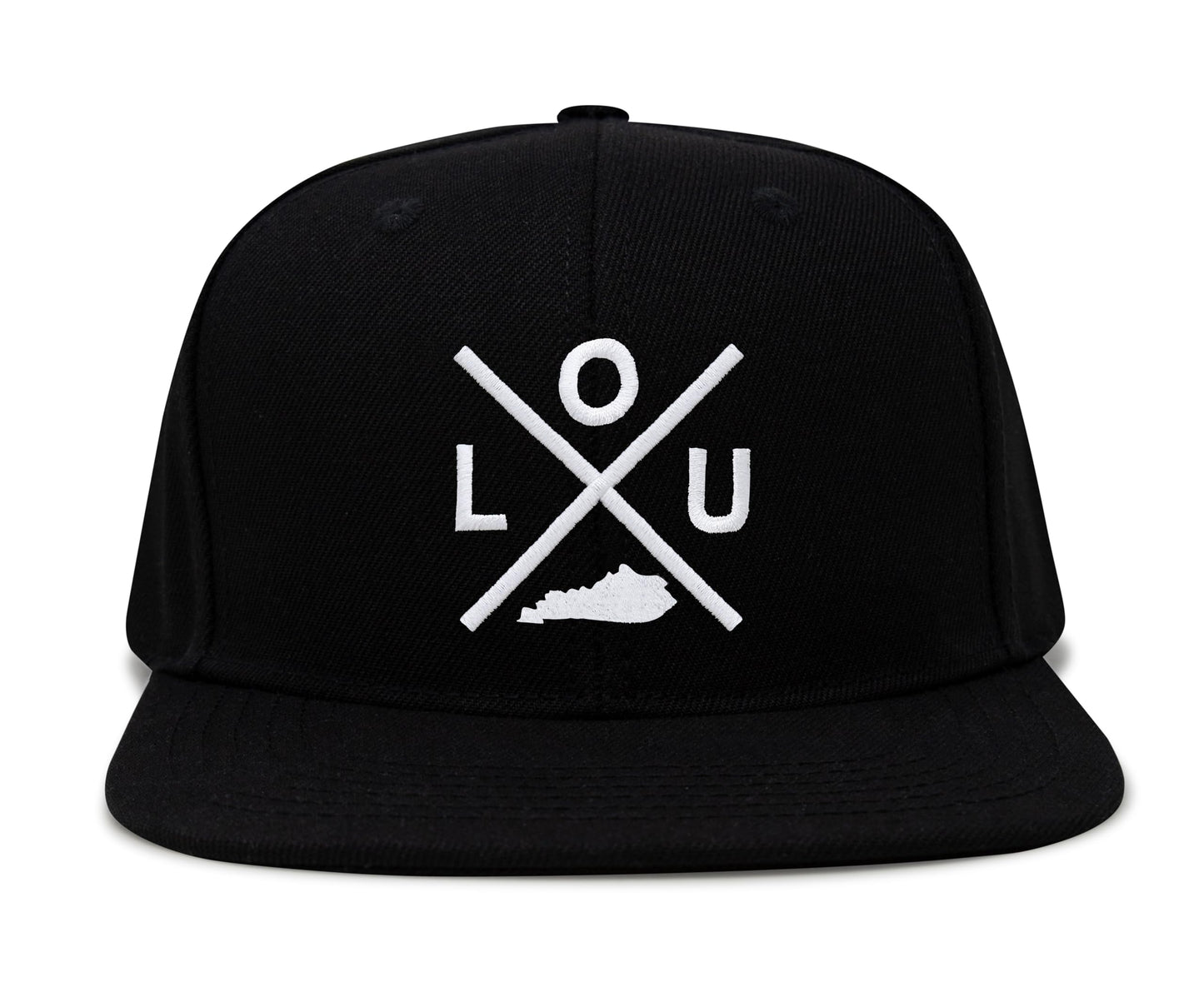 International Tie LOU (Louisville) - Hat for Men and Women - Snapback Trucker Baseball Cap (Black Flatbill)