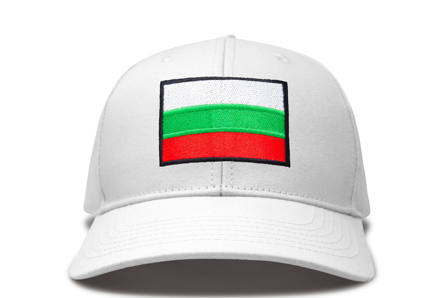 International Tie Country Hat for Men and Women, Adjustable Snapback Trucker Baseball Cap with Embroidered Patch (Bulgaria, All White)