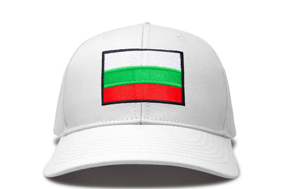 International Tie Country Hat for Men and Women, Adjustable Snapback Trucker Baseball Cap with Embroidered Patch (Bulgaria, All White)