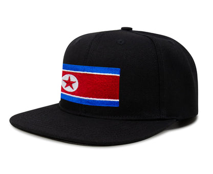 International Tie North Korea Flag Hat for Men and Women - Adjustable Snapback Trucker Baseball Cap (Black Flatbill)
