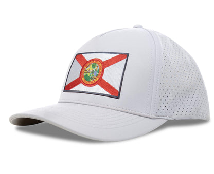 Performance Golf Hat – Adjustable Snapback Trucker Baseball Cap for Men & Women - Jetset Series (Florida, Arctic White)