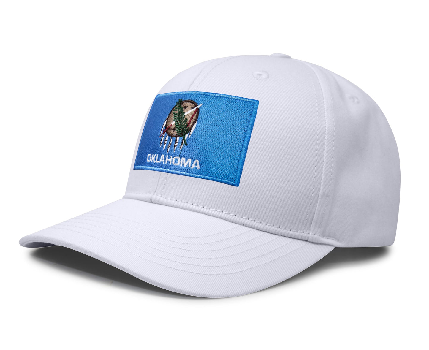 International Tie State Hat for Men and Women, Adjustable Snapback Trucker Baseball Cap with Embroidered Patch (Oklahoma, Black White)