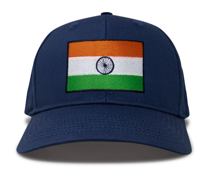 International Tie Indian Flag Hat for Men and Women - Adjustable India Snapback Trucker Baseball Cap (All Navy)