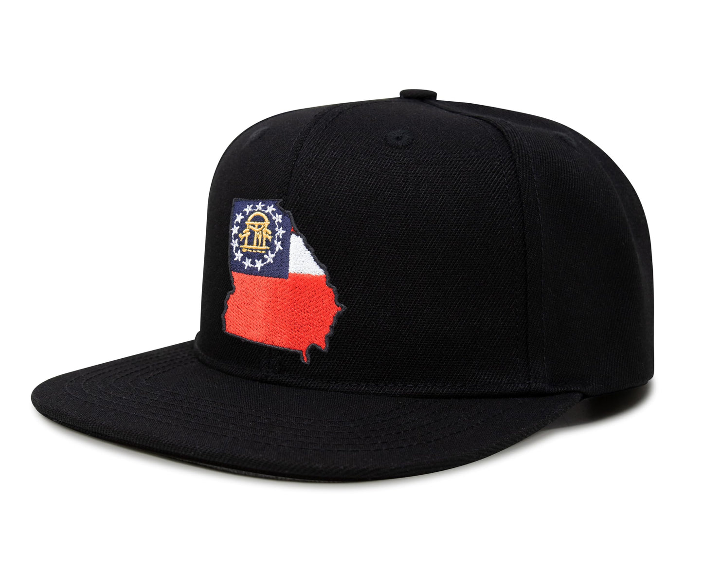 International Tie Stateline Flag Hat for Men and Women - Snapback Trucker Baseball Cap (Georgia, Black Flatbill) - International Tie