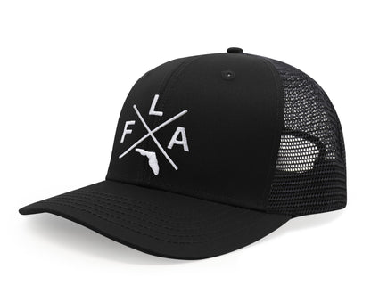 International Tie Premium Florida FLA Hat for Men and Women – Snapback Trucker Baseball Cap (All Black)