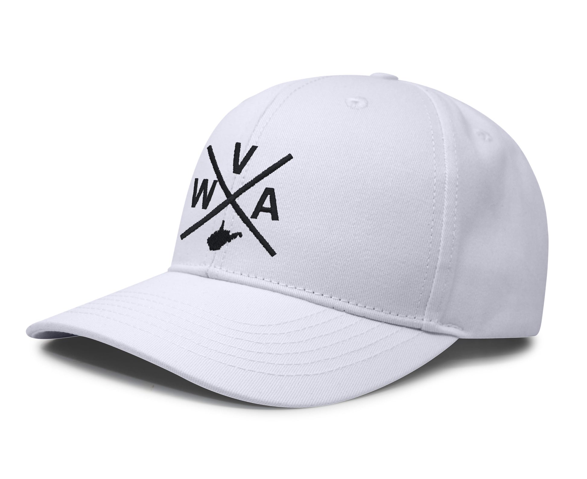 International Tie State City Hat for Men and Women, Snapback Trucker Baseball Cap with Embroidered Cross Logo (West Virginia - WVA, All White) - International Tie