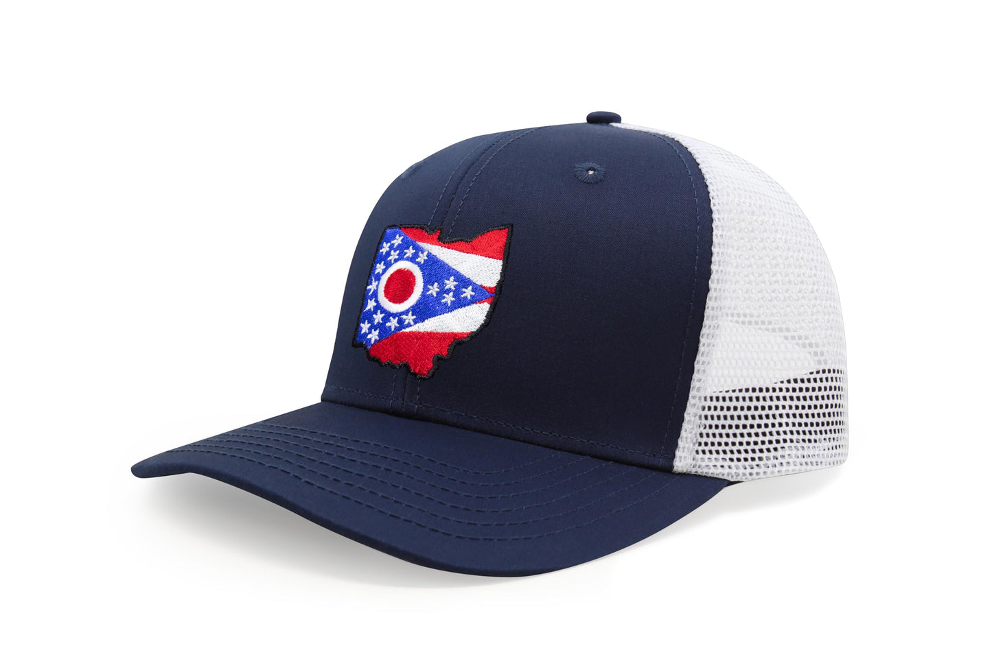 International Tie Stateline Flag Hat for Men and Women - Snapback Trucker Baseball Cap (Ohio, Navy White) - International Tie