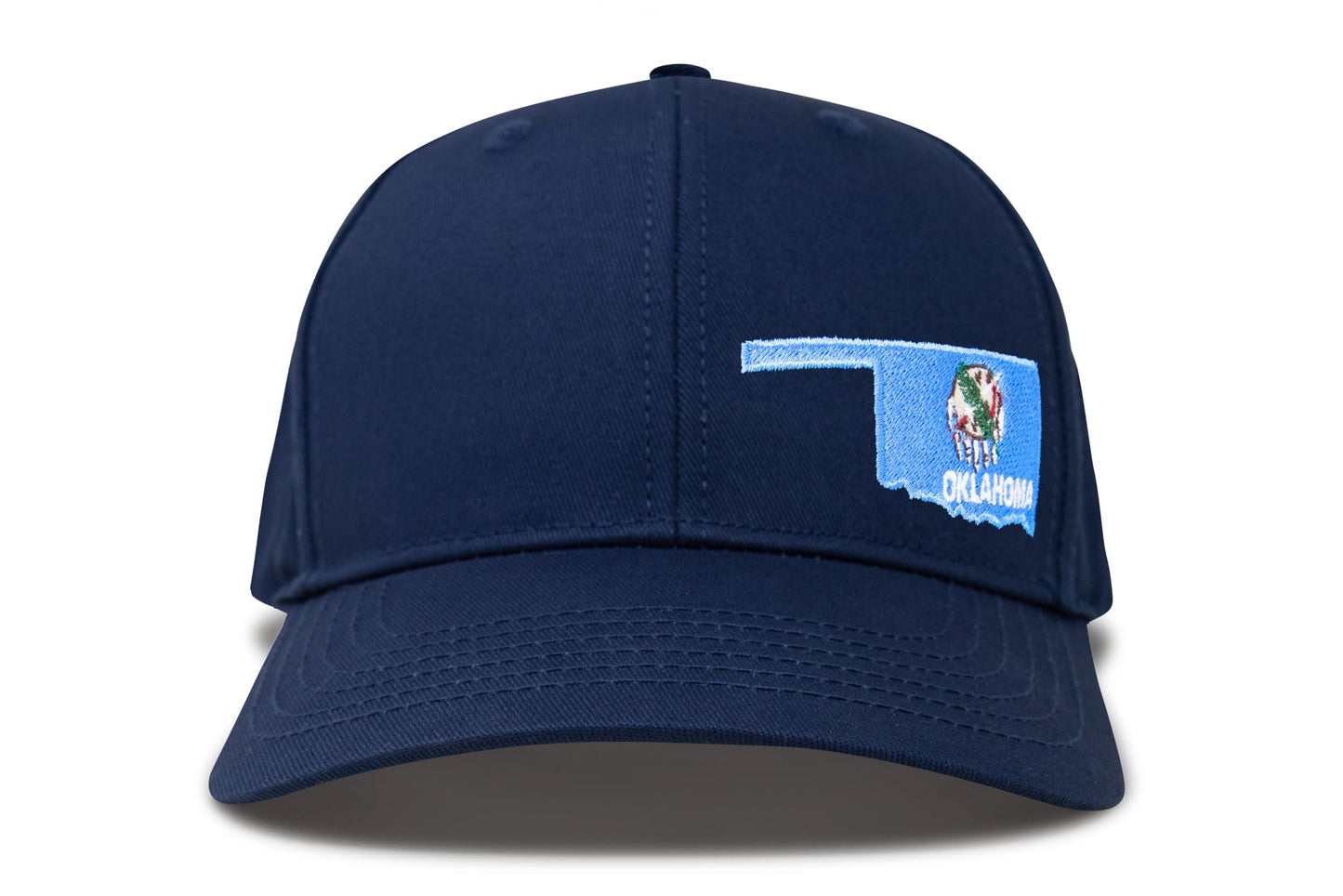 International Tie Stateline Flag Hat for Men and Women - Snapback Trucker Baseball Cap (Oklahoma, All Navy)