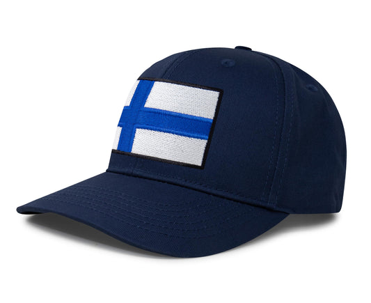 International Tie Finland Flag Hat for Men and Women - Adjustable Snapback Trucker Baseball Cap (All Navy)