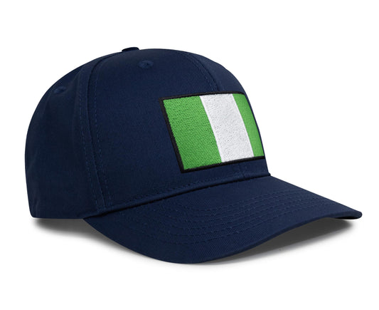 International Tie Country Hat for Men and Women, Adjustable Snapback Trucker Baseball Cap with Embroidered Patch (Nigeria, All Navy) - International Tie