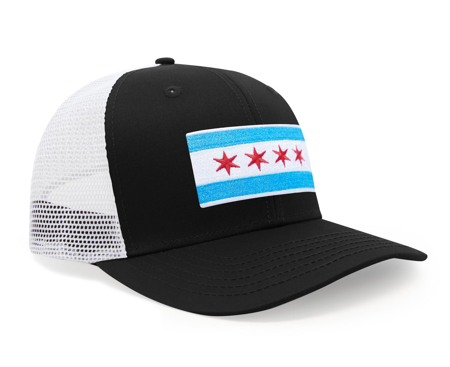 Chicago Flag Hat for Men and Women – Snapback Trucker Baseball Cap by International Tie (Black White)