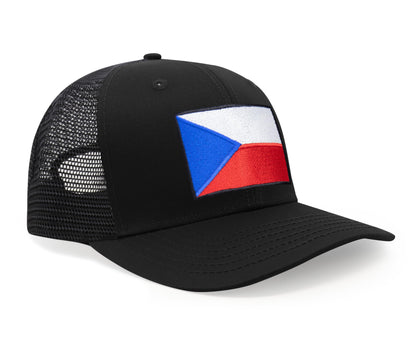 Czech Republic Flag Hat for Men and Women – Adjustable Snapback Baseball Cap by International Tie (All Black)