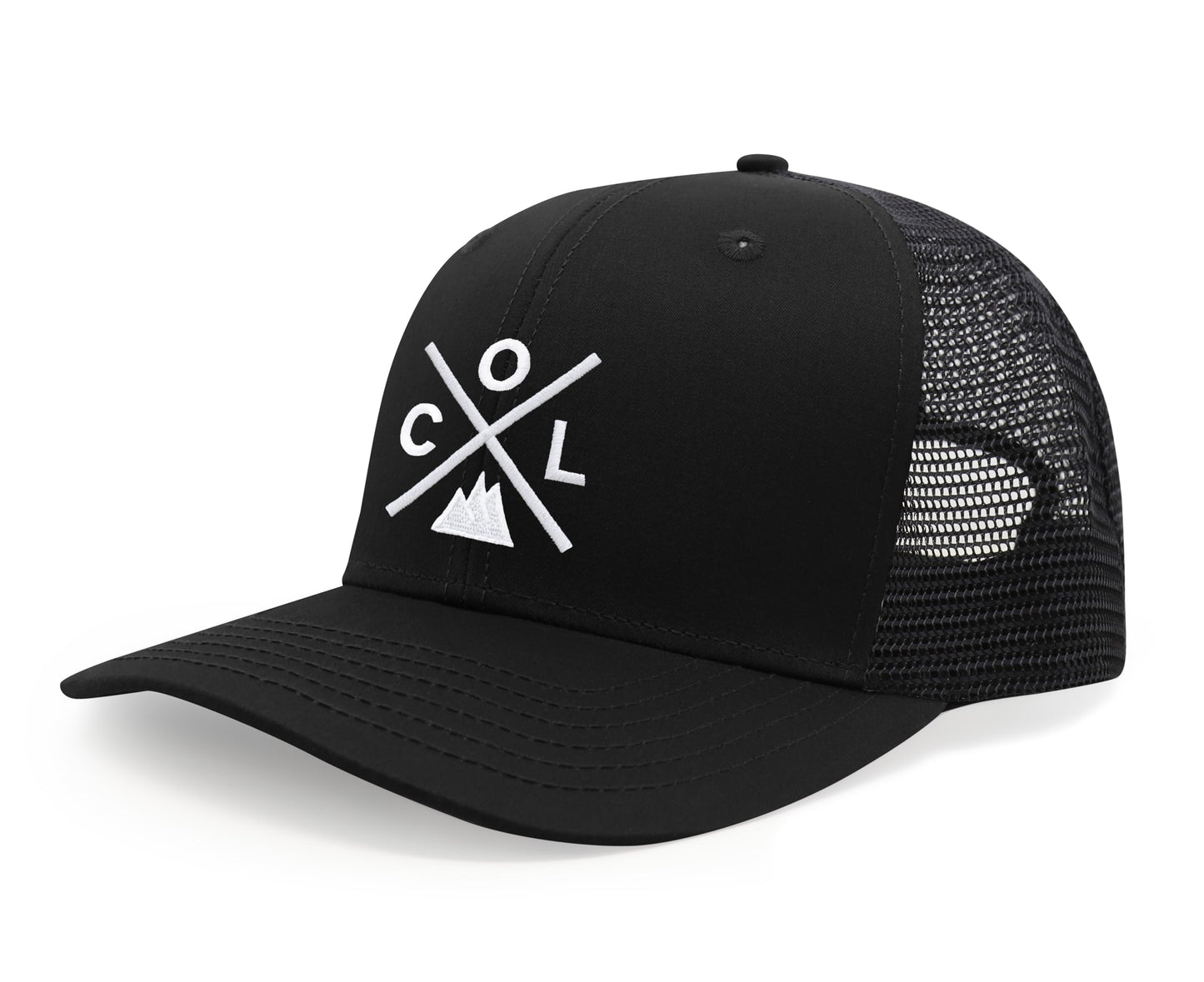 International Tie Hat for Men and Women, Adjustable Snapback Trucker Baseball Cap, Embroidered Cross Logo (COL - Colorado, All Black)