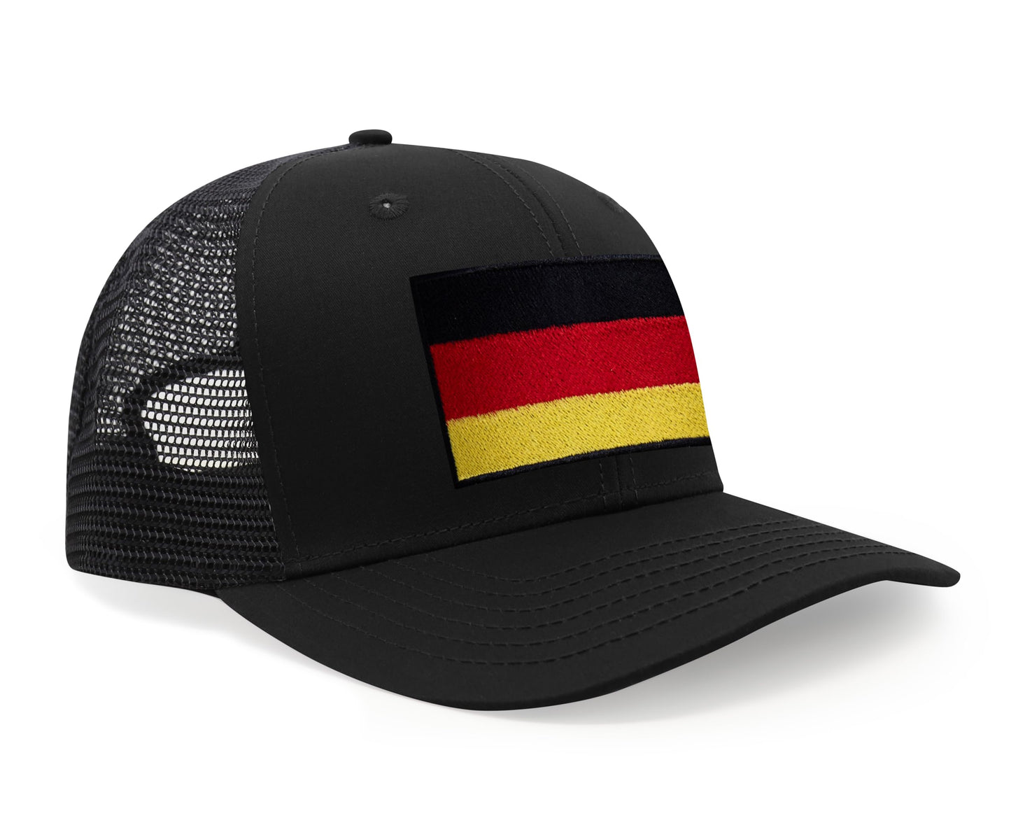 International Tie Germany Flag Hat for Men and Women - Adjustable Snapback Trucker Baseball Cap (All Black)