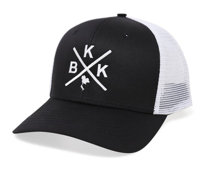 International Tie Bangkok BKK Hat for Men and Women - Snapback Trucker Baseball Cap (Black/White)