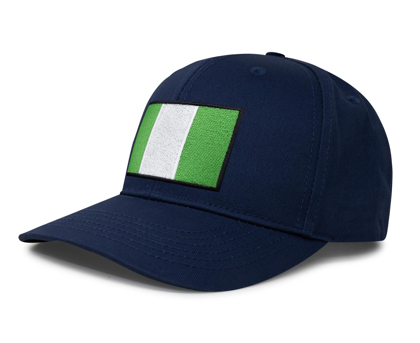 International Tie Country Hat for Men and Women, Adjustable Snapback Trucker Baseball Cap with Embroidered Patch (Nigeria, All Navy) - International Tie