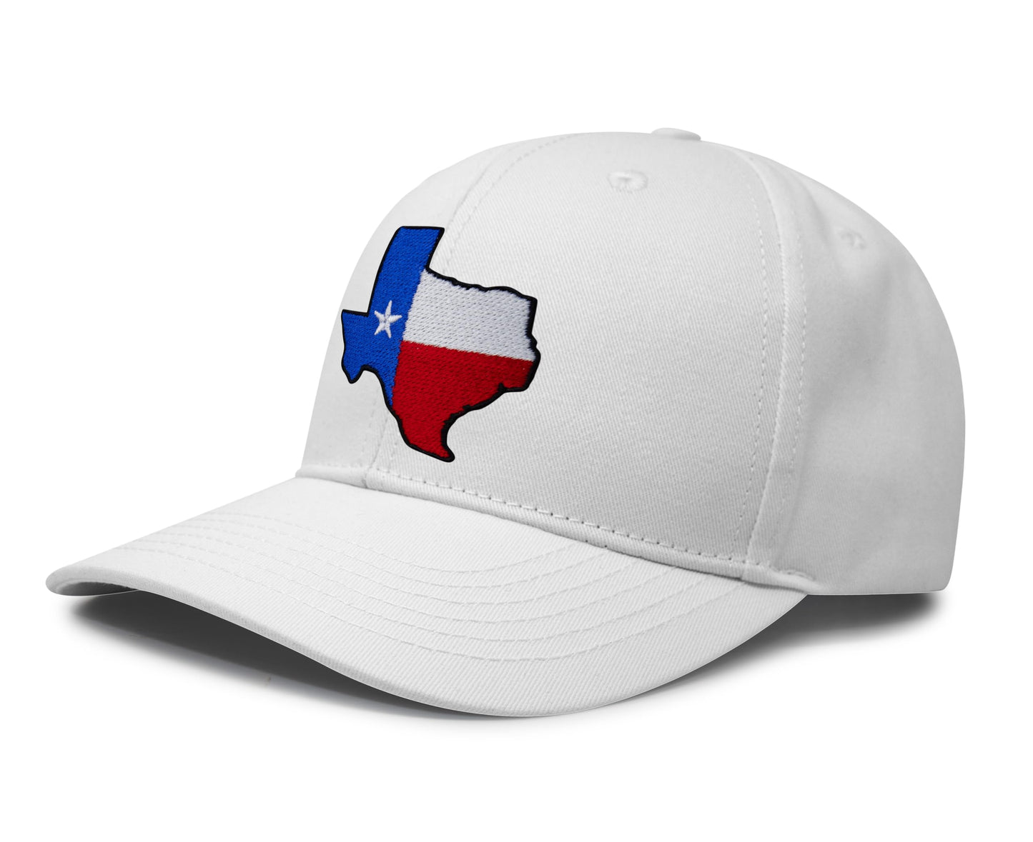 International Tie Hat for Men and Women, Adjustable Snapback Trucker Baseball Cap with Embroidered Patch (Texas, All White)