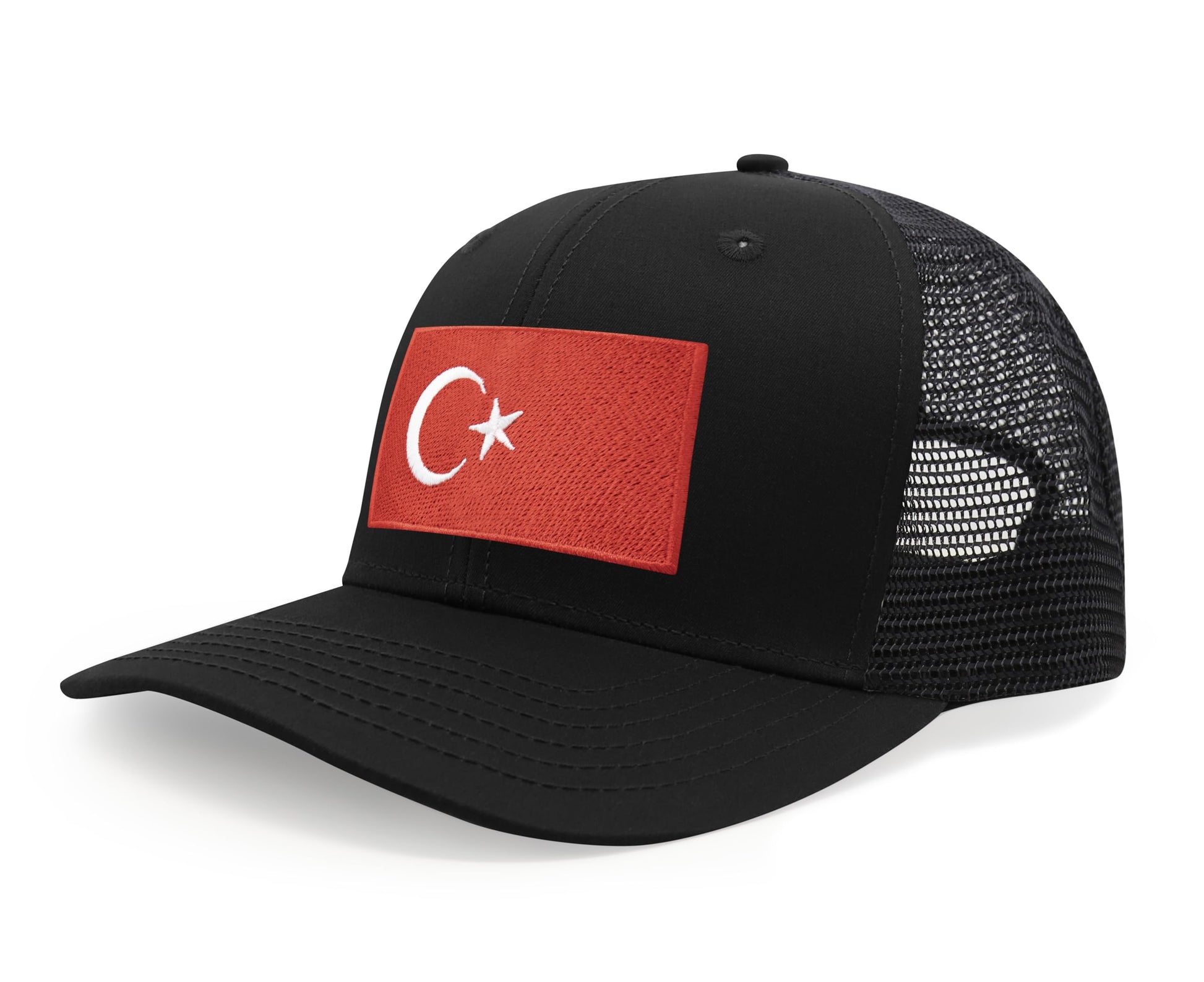 International Tie Country Hat for Men and Women, Adjustable Snapback Trucker Baseball Cap with Embroidered Patch (Turkey, All Black) - International Tie