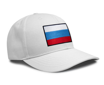 International Tie Russian Flag Hat for Men and Women - Adjustable Snapback Trucker Baseball Cap (All White)