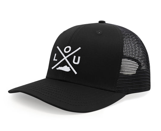 International Tie LOU (Louisville) - Hat for Men and Women - Snapback Trucker Baseball Cap (All Black)