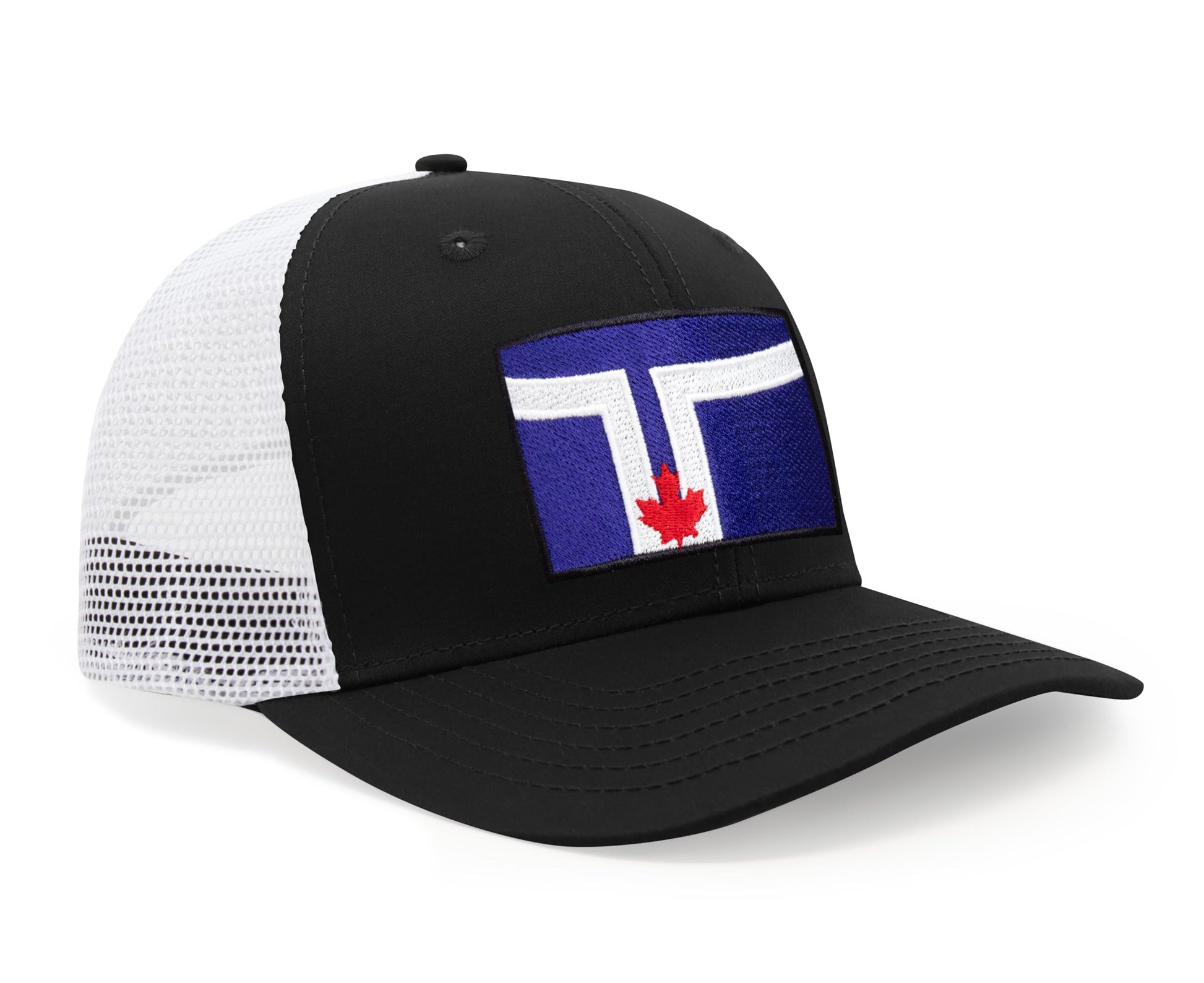 International Tie City Hat for Men and Women, Adjustable Snapback Trucker Baseball Cap with Embroidered Patch (Toronto, Black White) - International Tie