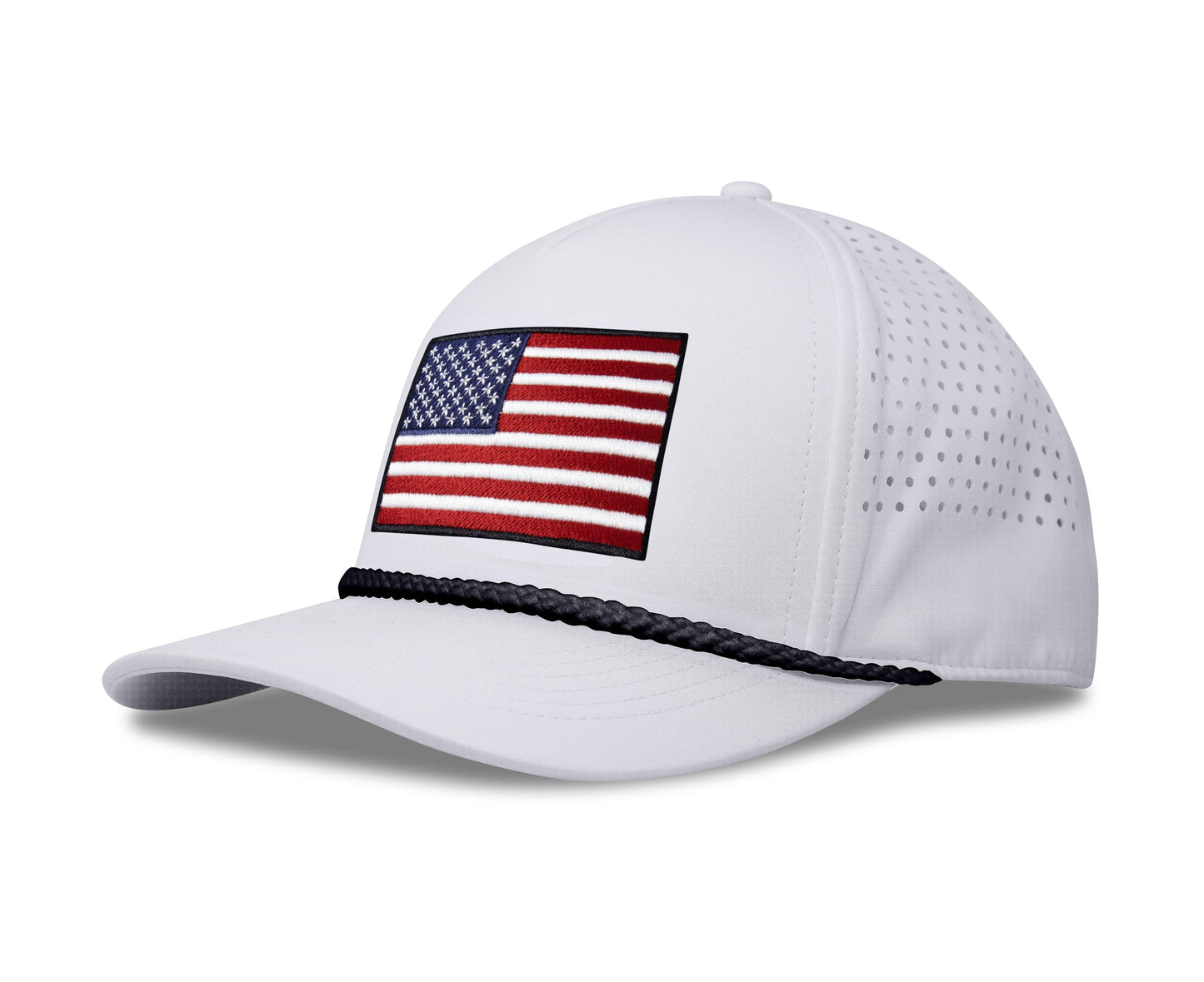 Performance Golf Hat – Adjustable Snapback Trucker Baseball Cap for Men & Women - Jetset Series (USA, Arctic White)