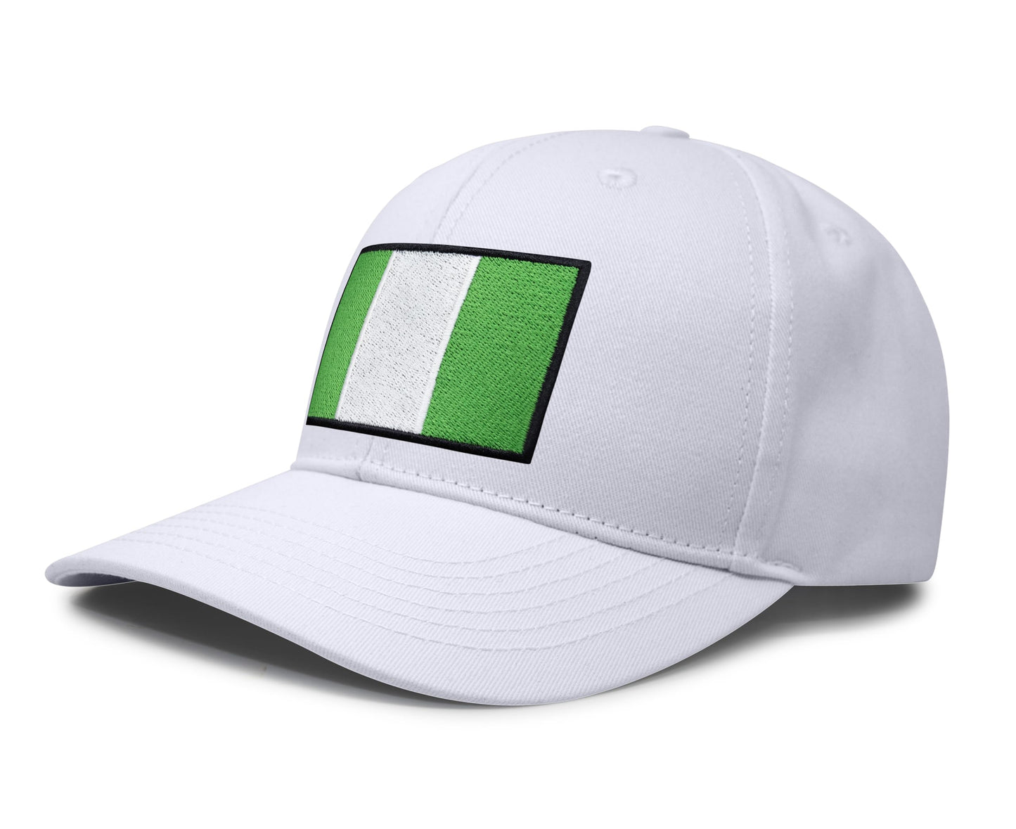 International Tie Country Hat for Men and Women, Adjustable Snapback Trucker Baseball Cap with Embroidered Patch (Nigeria, All White) - International Tie