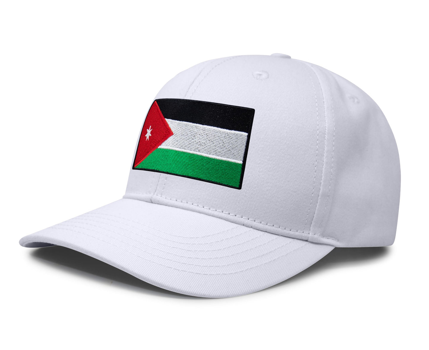 International Tie Country Hat for Men and Women, Adjustable Snapback Trucker Baseball Cap with Embroidered Patch (Jordan, All White)