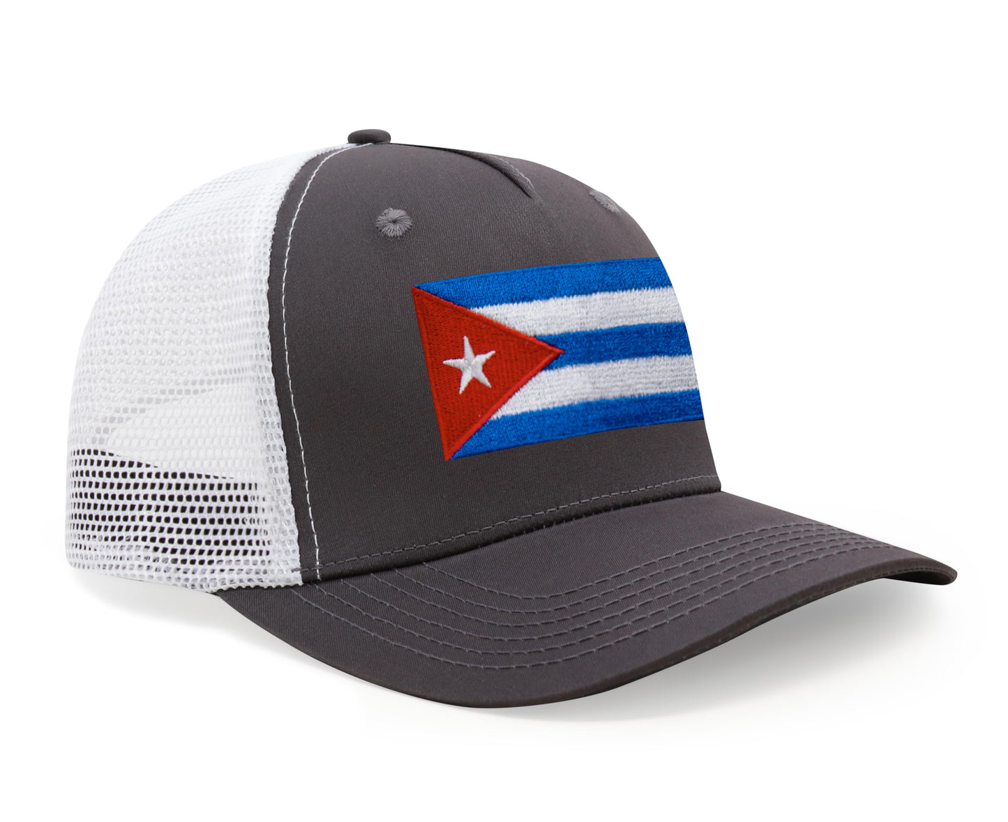 International Tie Country Hat for Men and Women, Adjustable Snapback Trucker Baseball Cap with Embroidered Patch (Cuba, Grey White) - International Tie