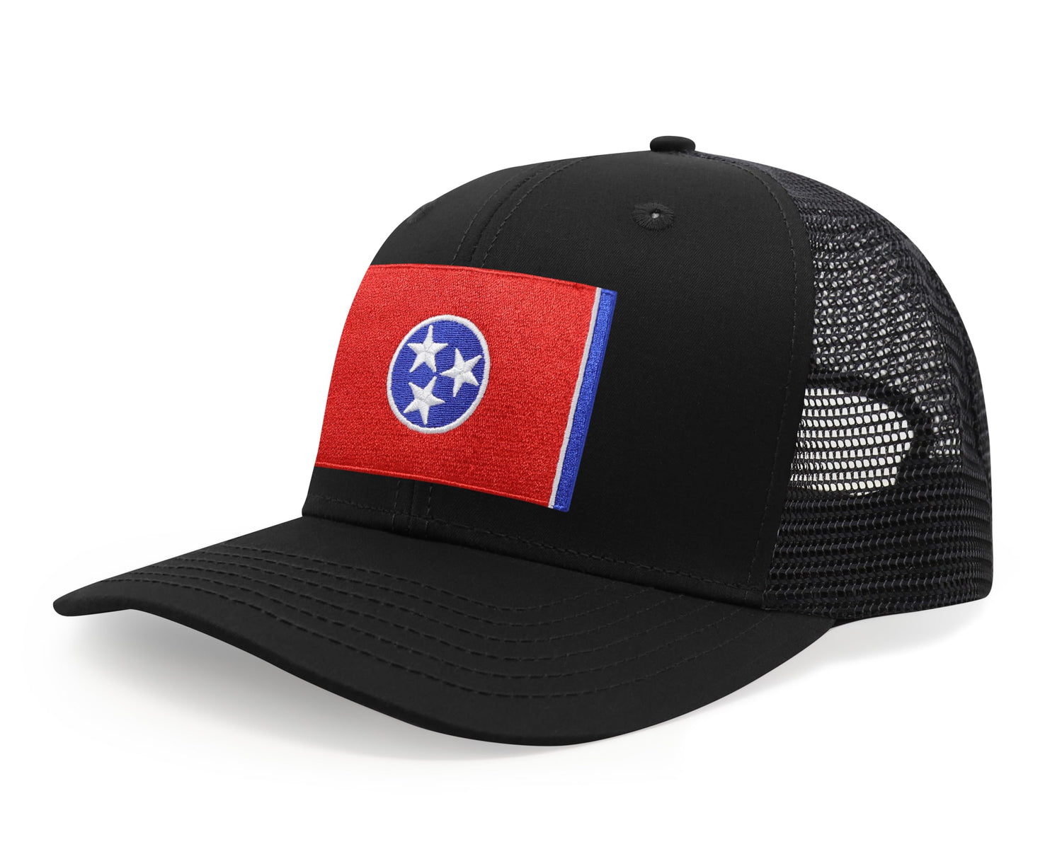International Tie Premium Tennessee Flag Patch Hat for Men and Women - Snapback Trucker Baseball Cap (All Black) - International Tie