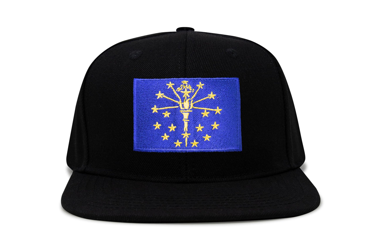 International Tie State Hat for Men and Women, Adjustable Snapback Trucker Baseball Cap with Embroidered Patch (Indiana, Black Flatbill) - International Tie