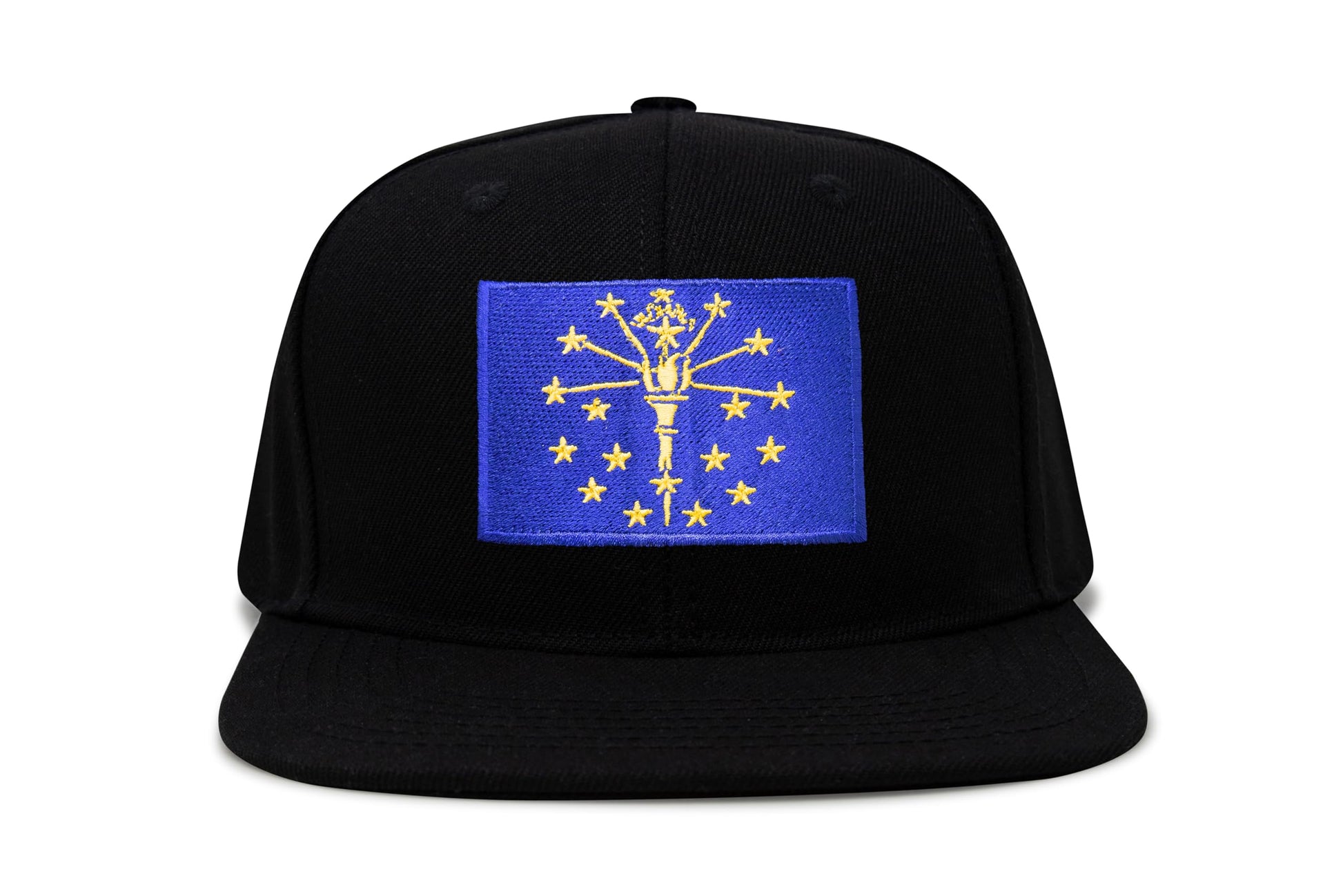 International Tie State Hat for Men and Women, Adjustable Snapback Trucker Baseball Cap with Embroidered Patch (Indiana, Black Flatbill) - International Tie