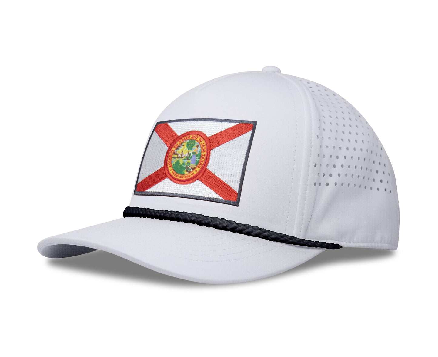 Performance Golf Hat – Adjustable Snapback Trucker Baseball Cap for Men & Women - Jetset Series (Florida, Arctic White)