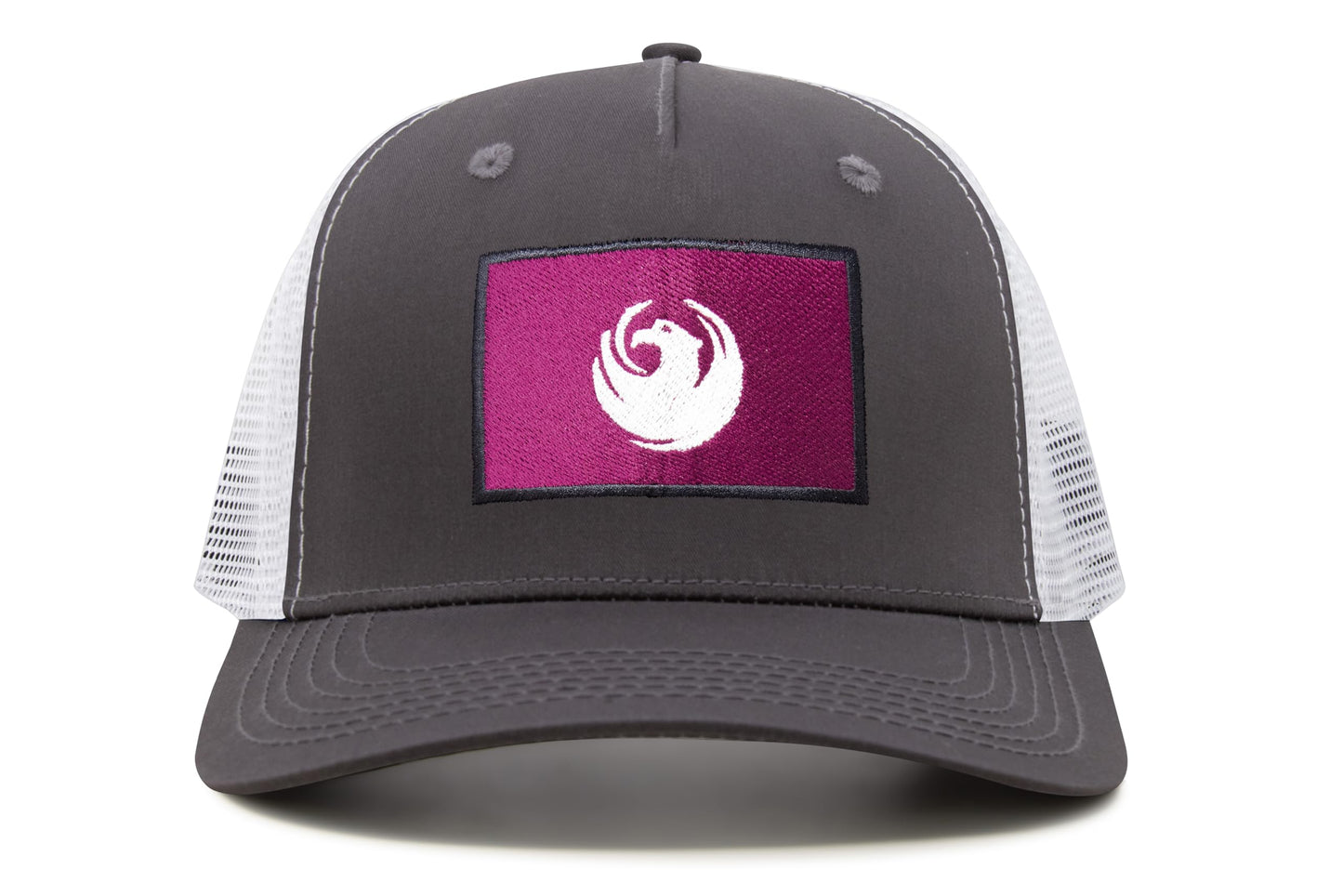 International Tie City Hat for Men and Women, Adjustable Snapback Trucker Baseball Cap with Embroidered Patch (Phoenix, Grey White)