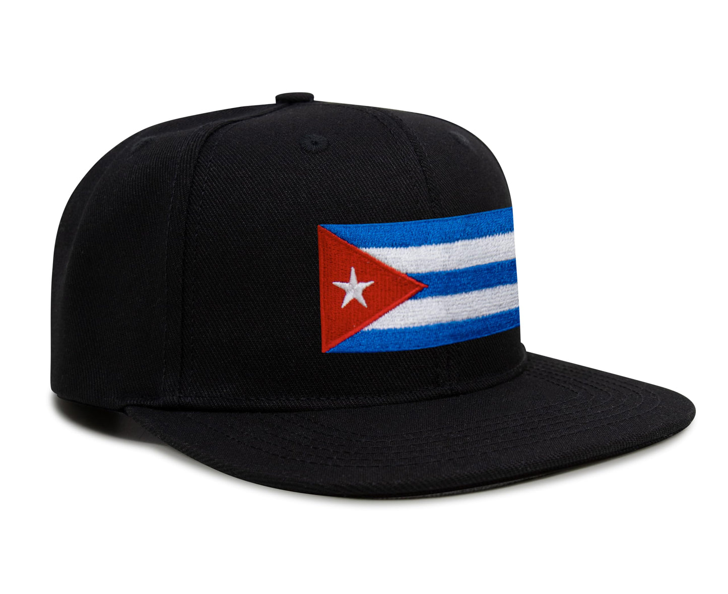 International Tie Country Hat for Men and Women, Adjustable Snapback Trucker Baseball Cap with Embroidered Patch (Cuba, Black Flatbill) - International Tie