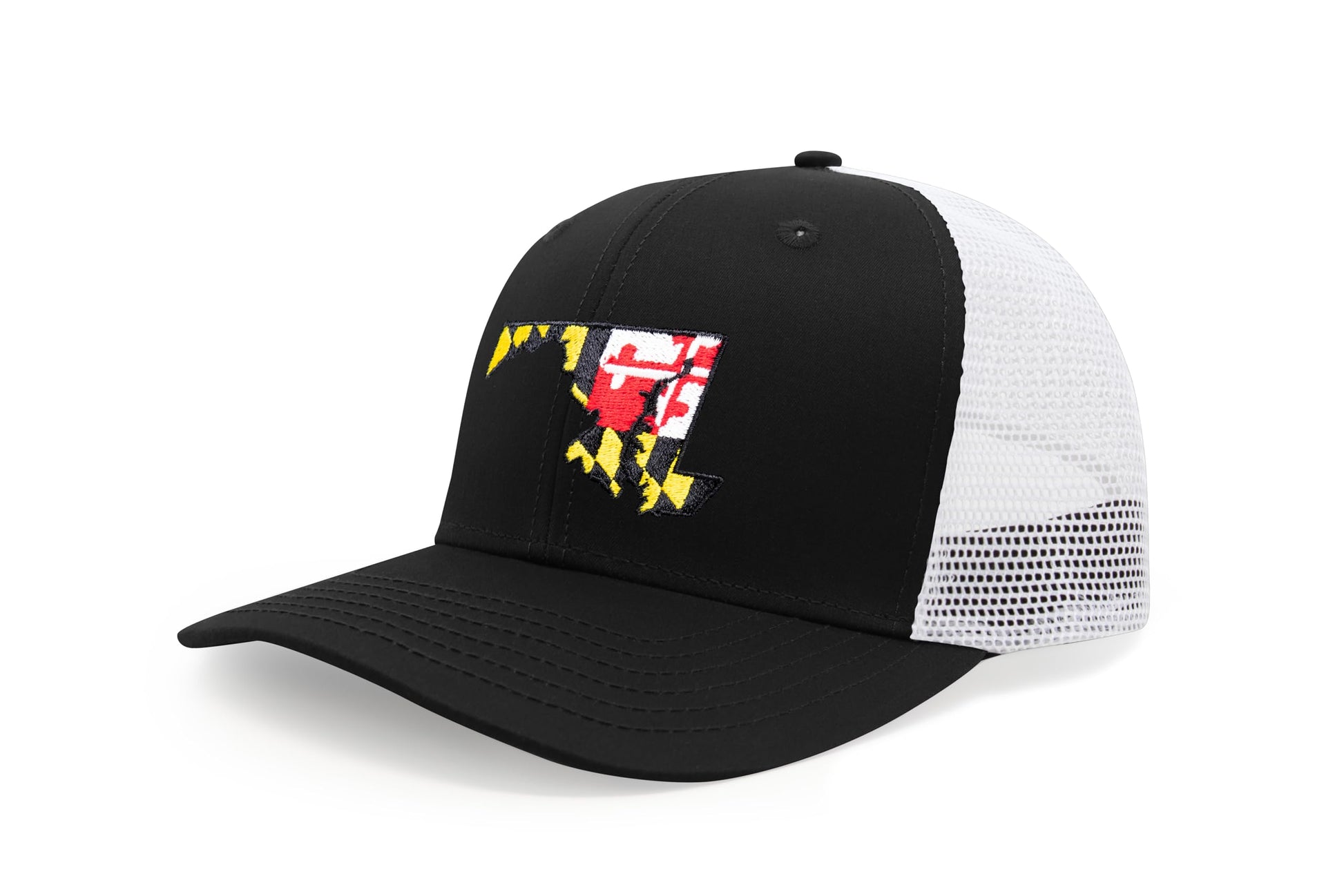 International Tie Stateline Flag Hat for Men and Women - Snapback Trucker Baseball Cap (Maryland, Black White) - International Tie