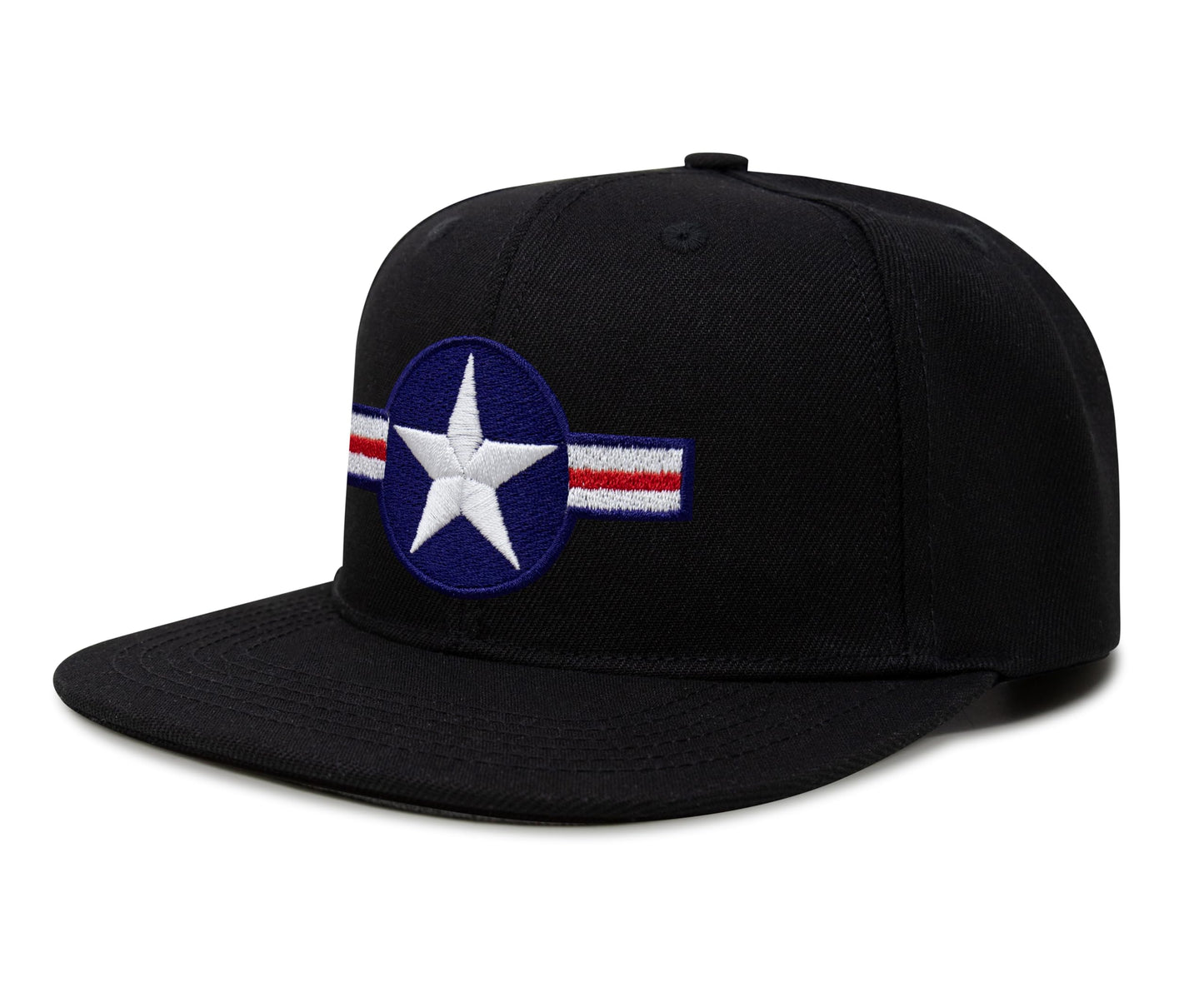 International Tie Air Force Hat for Men and Women - Snapback Trucker Baseball Cap (Black Flatbill) - International Tie